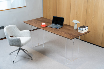 Black Walnut Writing Desk with Acrylic Legs – A Modern Statement of Luxury