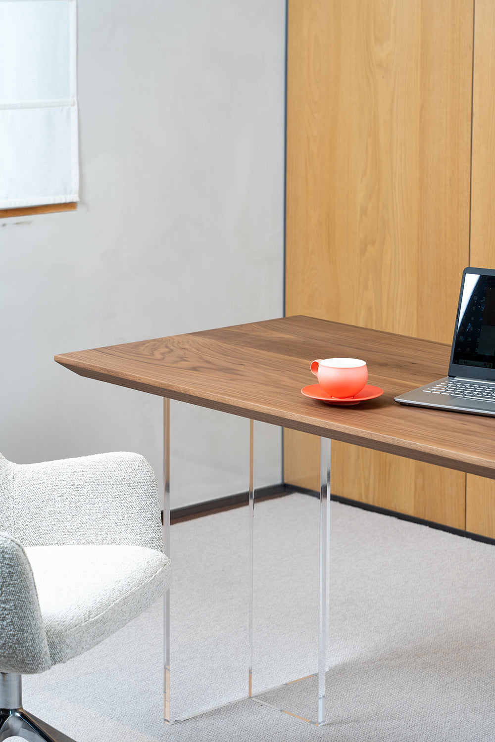 Black Walnut Writing Desk with Acrylic Legs – A Modern Statement of Luxury